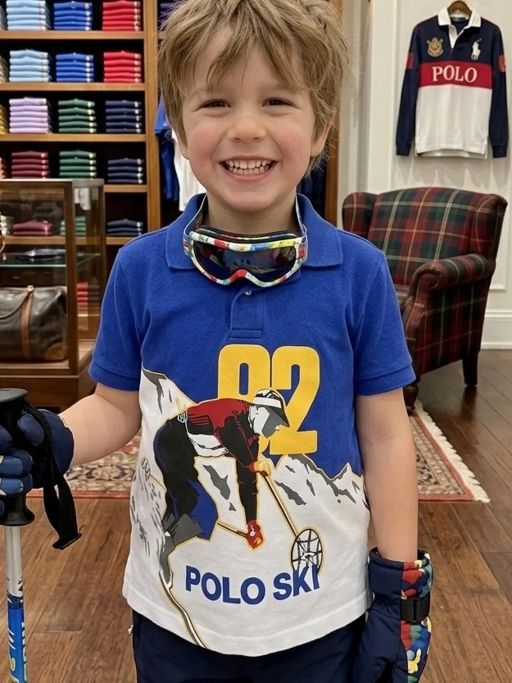 Polo Ralph Lauren Royal Blue Ski 92 Graphic Polo Shirt Boy 5y